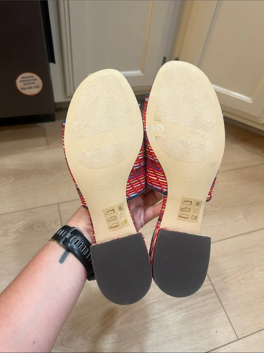 NWOT J. Crew Rainbow Raffia Mules Size 8
